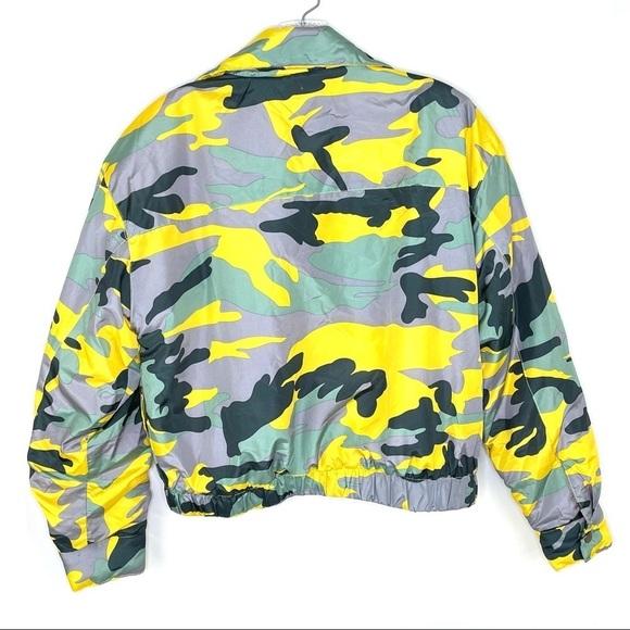 Cest Toi Yellow Camouflage Puffer Bomber Jacket S - Picture 4 of 7